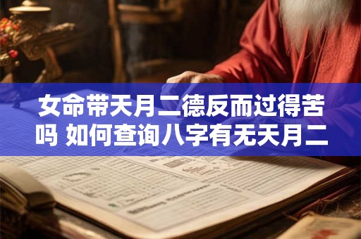 详细阅读:女命带天月二德反而过得苦吗 如何查询八字有无天月二德 女命带天月二德反而过得苦吗 如何查询八字有无天月二德