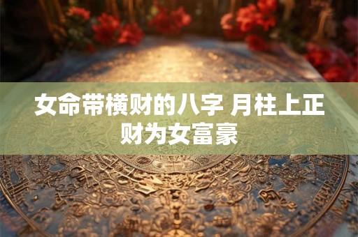 女命带横财的八字 月柱上正财为女富豪