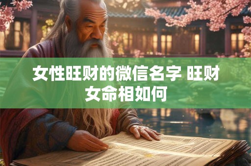 女性旺财的微信名字 旺财女命相如何