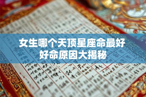女生哪个天顶星座命最好 好命原因大揭秘