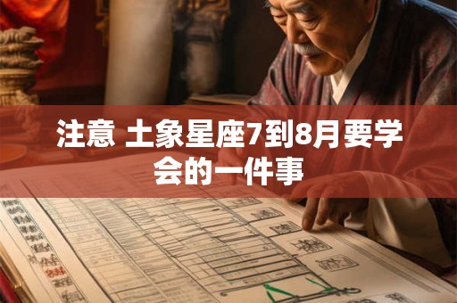 注意 土象星座7到8月要学会的一件事