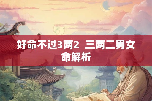好命不过3两2  三两二男女命解析