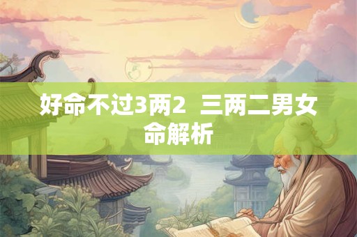 好命不过3两2  三两二男女命解析