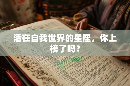 活在自我世界的星座，你上榜了吗？