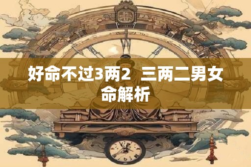 好命不过3两2  三两二男女命解析