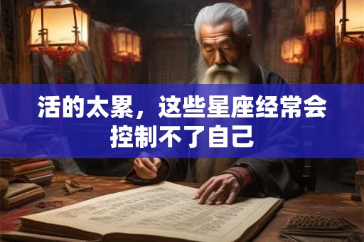 活的太累，这些星座经常会控制不了自己