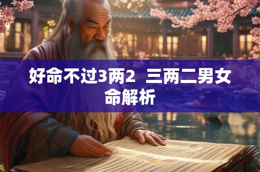 好命不过3两2  三两二男女命解析