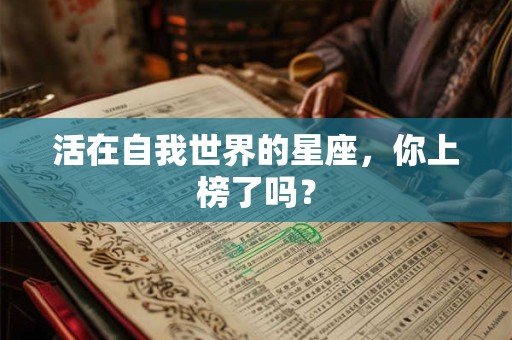 活在自我世界的星座，你上榜了吗？