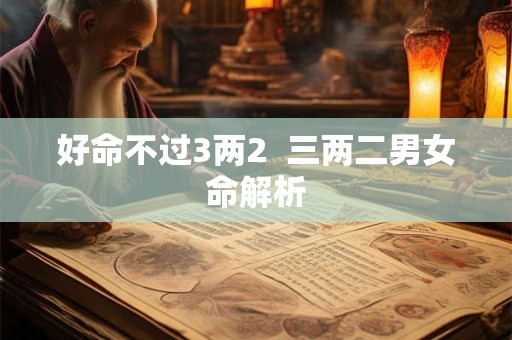 好命不过3两2  三两二男女命解析