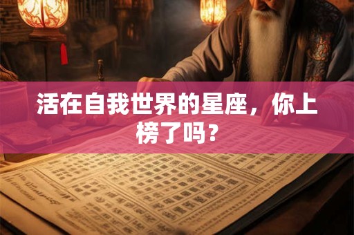活在自我世界的星座，你上榜了吗？