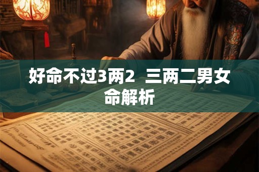 好命不过3两2  三两二男女命解析