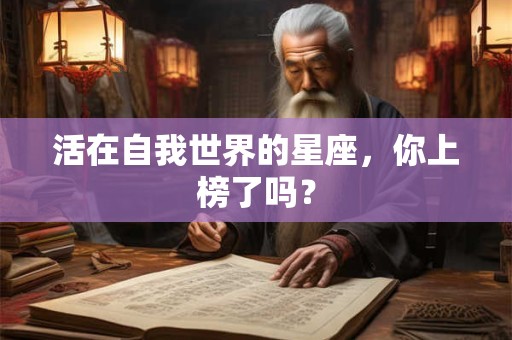 活在自我世界的星座，你上榜了吗？