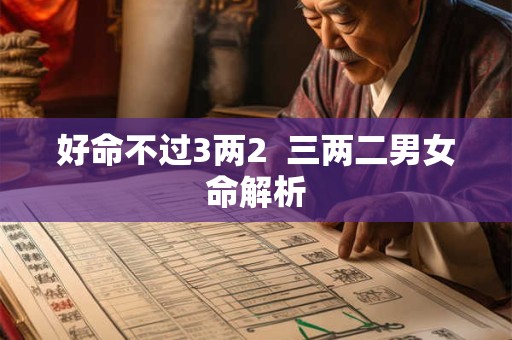 好命不过3两2  三两二男女命解析