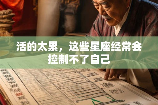 活的太累，这些星座经常会控制不了自己