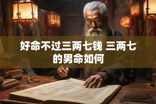 好命不过三两七钱 三两七的男命如何