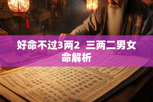 好命不过3两2  三两二男女命解析