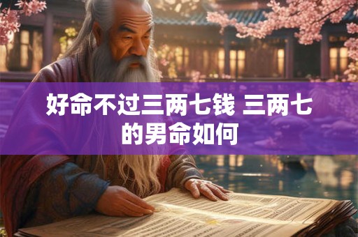 好命不过三两七钱 三两七的男命如何