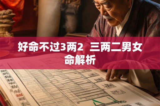 好命不过3两2  三两二男女命解析