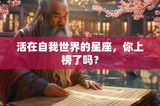 活在自我世界的星座，你上榜了吗？