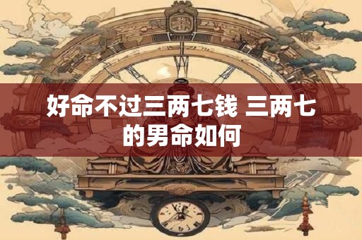 好命不过三两七钱 三两七的男命如何