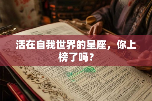 活在自我世界的星座，你上榜了吗？