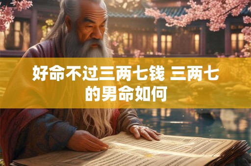 好命不过三两七钱 三两七的男命如何