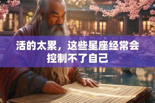 活的太累，这些星座经常会控制不了自己