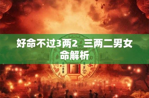好命不过3两2  三两二男女命解析