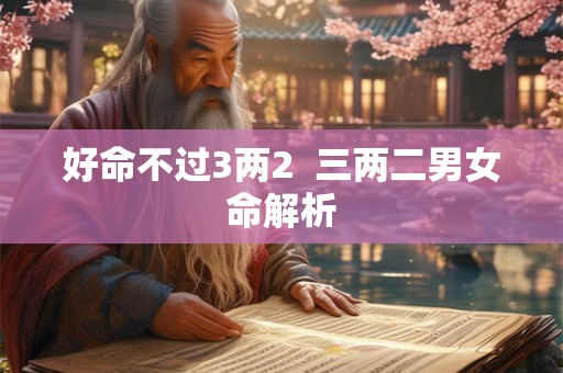 好命不过3两2  三两二男女命解析