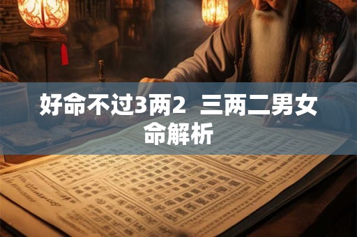 好命不过3两2  三两二男女命解析