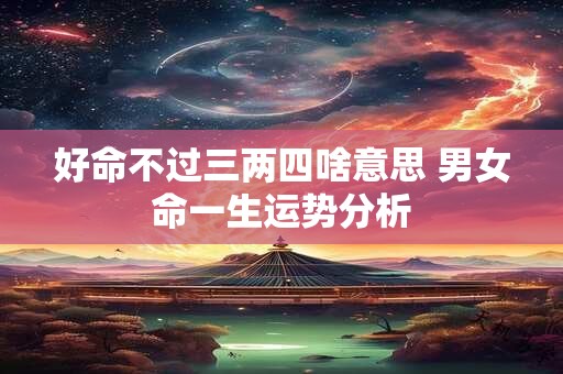 好命不过三两四啥意思 男女命一生运势分析