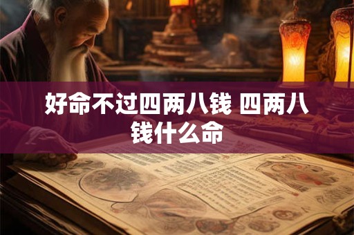 好命不过四两八钱 四两八钱什么命