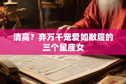 清高？弃万千宠爱如敝屣的三个星座女