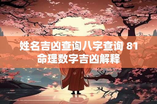 姓名吉凶查询八字查询 81命理数字吉凶解释