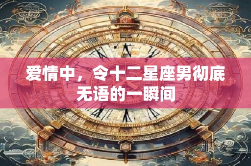 爱情中，令十二星座男彻底无语的一瞬间