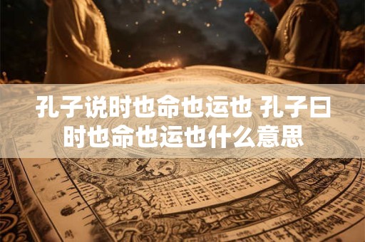 孔子说时也命也运也 孔子曰时也命也运也什么意思
