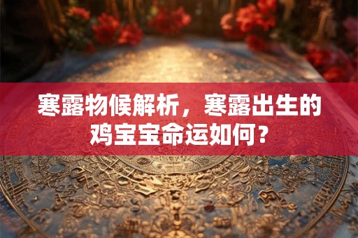 寒露物候解析，寒露出生的鸡宝宝命运如何？