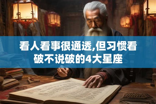 看人看事很通透,但习惯看破不说破的4大星座