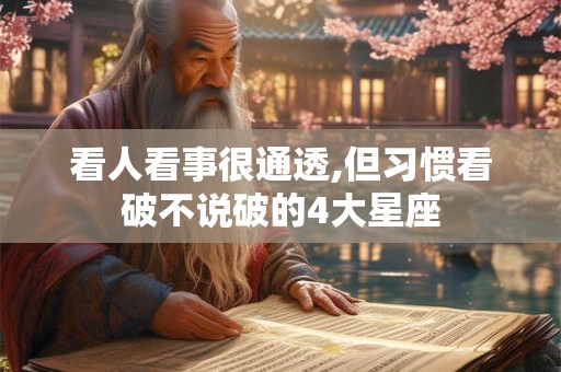 看人看事很通透,但习惯看破不说破的4大星座