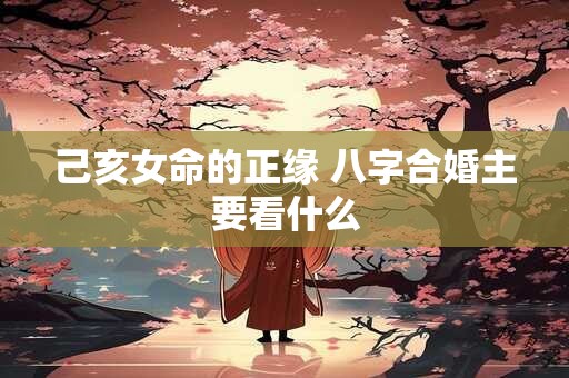 己亥女命的正缘 八字合婚主要看什么