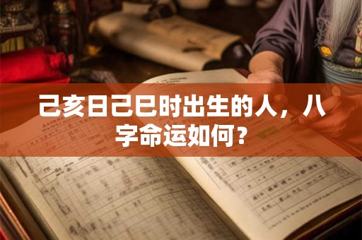 己亥日己巳时出生的人，八字命运如何？