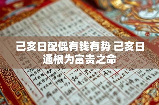 己亥日配偶有钱有势 己亥日通根为富贵之命