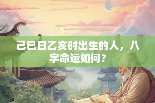 己巳日乙亥时出生的人，八字命运如何？