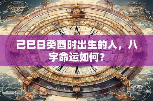 己巳日癸酉时出生的人，八字命运如何？