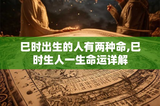 巳时出生的人有两种命,巳时生人一生命运详解