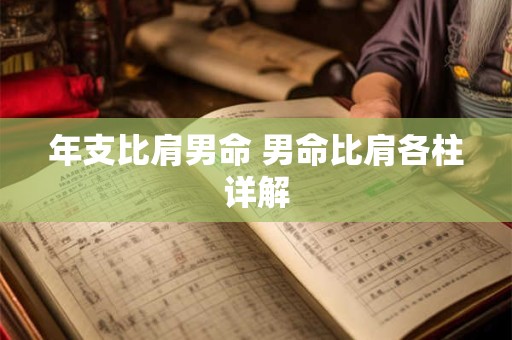 年支比肩男命 男命比肩各柱详解