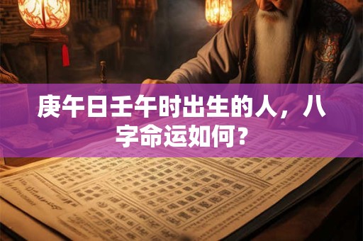 庚午日壬午时出生的人，八字命运如何？