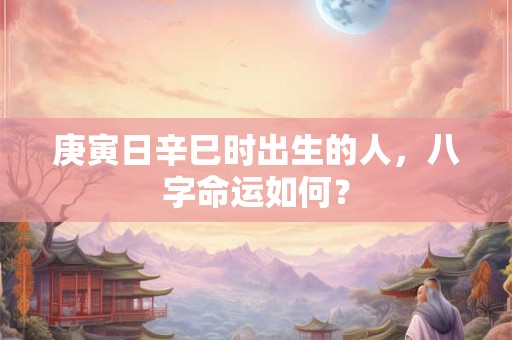 庚寅日辛巳时出生的人，八字命运如何？