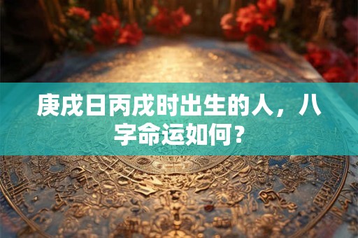 庚戌日丙戌时出生的人，八字命运如何？