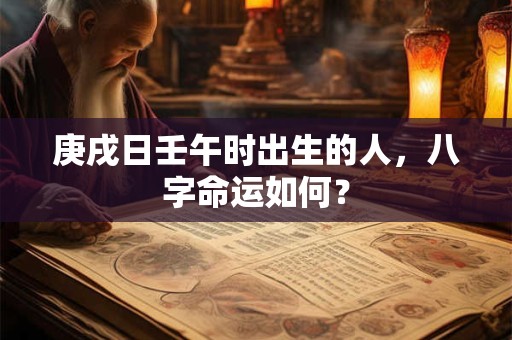 庚戌日壬午时出生的人，八字命运如何？